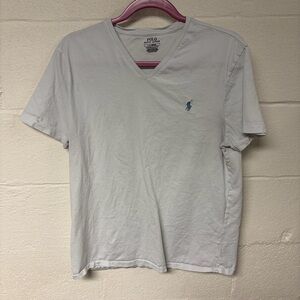 Polo by Ralph Lauren Men's Custom Slim Fit Blue Tint V-Neck Tee Size Large